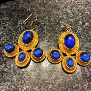 Elegant Gold and Blue Earrings